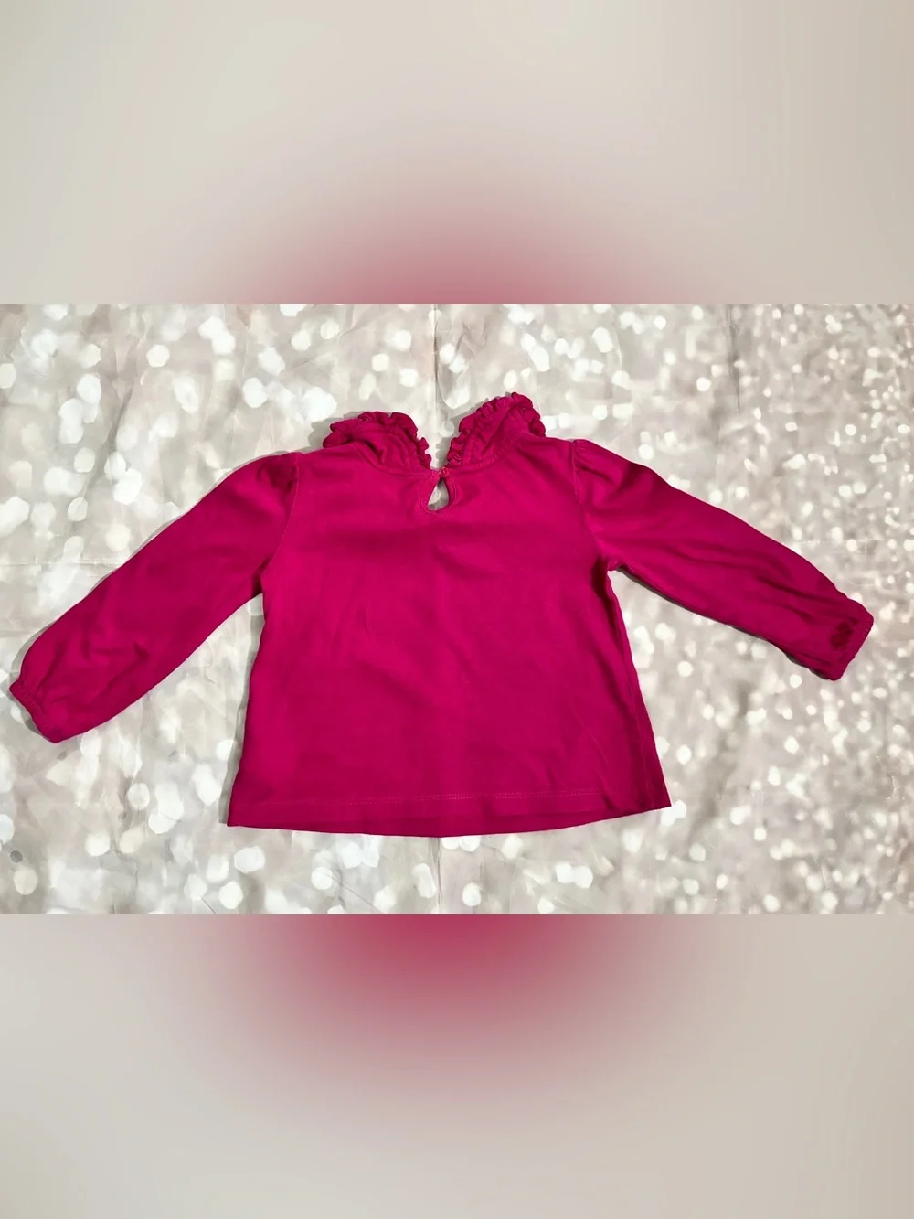 GAP Long-Sleeve Ruffle Collar Tee - Magenta